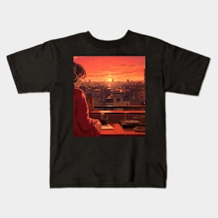 Lofi Girl DJ Sunset Kids T-Shirt